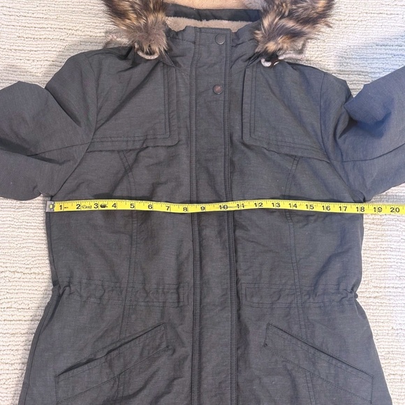 EDDIE BAUER Ladder Creek High-Pile Women's Gray Parka Faux Fur Hood Cinch Waist - Picture 6 of 16